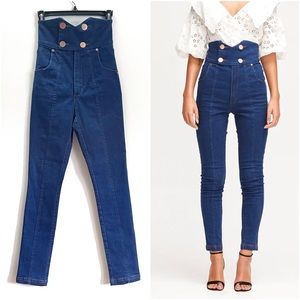 ALICE McCALL “Shut The Door J’Adore” High Waist Jeans Buttoned Indigo Revolve